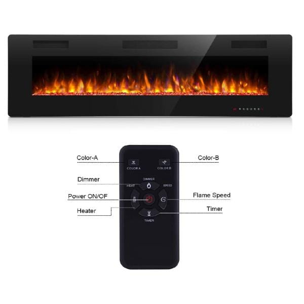 Antarctic Star Electric Fireplaces Antarctic Star 50" Black Wall Mounted Electric Fireplace with Multicolor Flame
