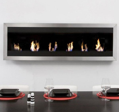 Image of Bio-Blaze Square XL I BB-SQXL1 59" Stainless Steel Wall Mounted Ethanol Fireplace-Modern Ethanol Fireplaces