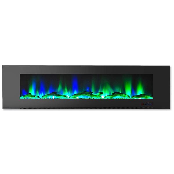 CAMBRIDGE Electric Fireplaces Cambridge 72" Black Wall-Mount Electric Fireplace with Multi-Color Flames