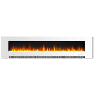 CAMBRIDGE Electric Fireplaces Cambridge 78" White Wall-Mount Electric Fireplace with Multi-Color Flames and Crystal Rock Display