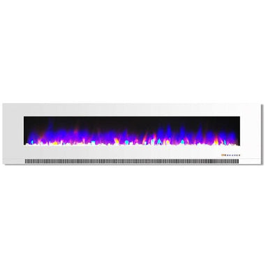 CAMBRIDGE Electric Fireplaces Cambridge 78" White Wall-Mount Electric Fireplace with Multi-Color Flames and Crystal Rock Display