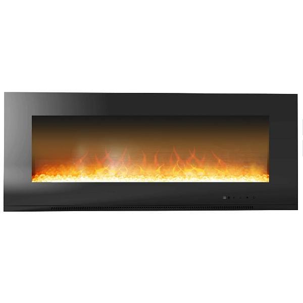 CAMBRIDGE Electric Fireplaces Cambridge Metropolitan 56" Black Wall-Mount Electric Fireplace with Flat Panel and Crystal Rocks