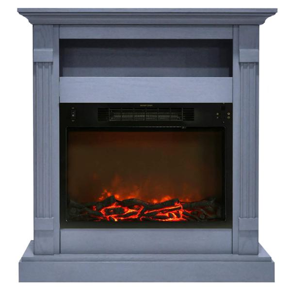 CAMBRIDGE Electric Fireplaces Cambridge Sienna 34" Slate Blue Freestanding Electric Fireplace w/ Log Insert Mantel