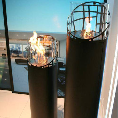 Decoflame Ethanol Fireplaces Decoflame Dubai Round Lounge 47" Black Freestanding Outdoor Ethanol Fireplace