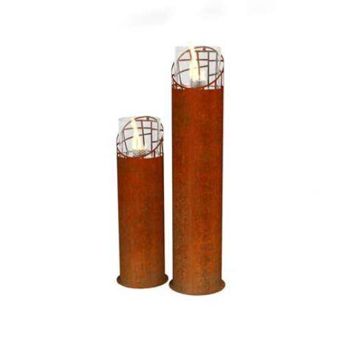 Decoflame Ethanol Fireplaces Decoflame Dubai Round Tower 63" Corten Freestanding Outdoor Ethanol Fireplace