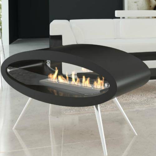 Decoflame Ethanol Fireplaces Decoflame Ellipse 44" Black Freestanding Ethanol Fireplace