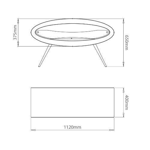 Decoflame Ethanol Fireplaces Decoflame Ellipse 44" Black Freestanding Ethanol Fireplace