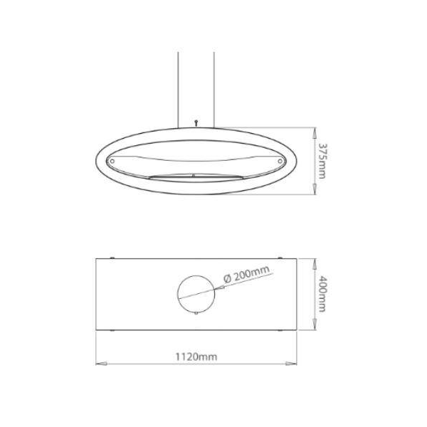 Decoflame Ethanol Fireplaces Decoflame Ellipse Ceiling Mounted Manual Ethanol Fireplace-44 inch