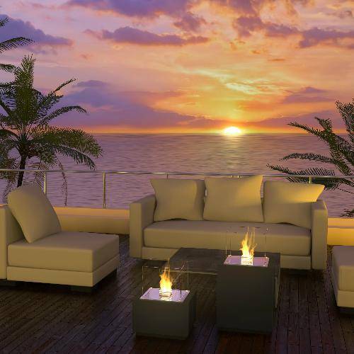 Decoflame Ethanol Fireplaces Decoflame Monaco Square Lounge 16" Black Freestanding Outdoor Ethanol Fireplace