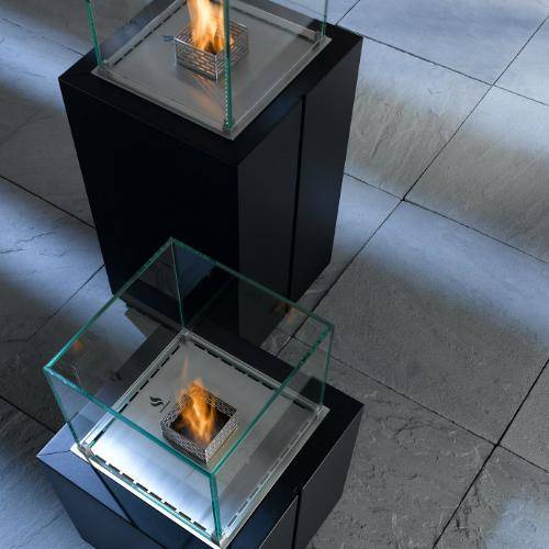 Decoflame Ethanol Fireplaces Decoflame Monaco Square Tower 16" Black Freestanding Outdoor Ethanol Fireplace