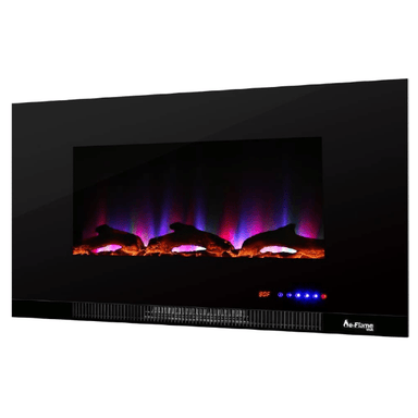 e-Flame USA Electric Fireplaces e-Flame USA Livingston 36" Black Wall Mount LED 3-D Electric Fireplace Stove with Timer