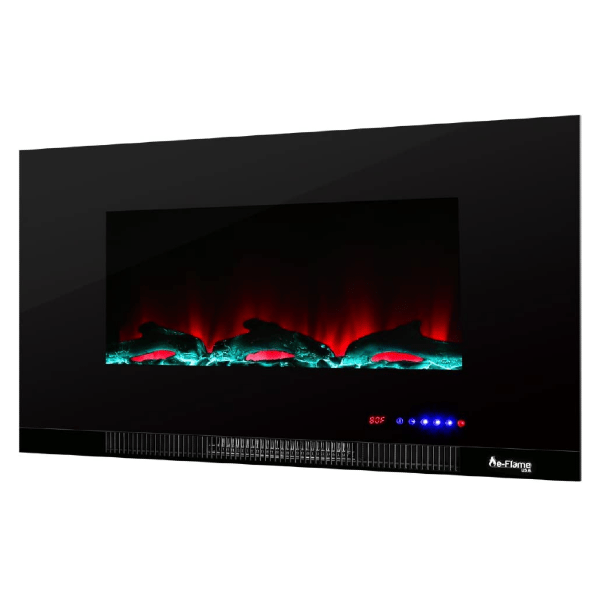 e-Flame USA Electric Fireplaces e-Flame USA Livingston 36" Black Wall Mount LED 3-D Electric Fireplace Stove with Timer