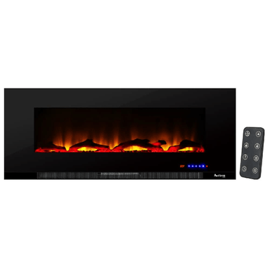 e-Flame USA Electric Fireplaces e-Flame USA Livingston 50" Black Wall Mount LED 3-D Electric Fireplace Stove with Timer