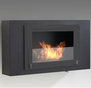 Eco-Feu Ethanol Fireplaces Eco-Feu Brooklyn 33" Black Wall Mounted Ethanol Fireplace w/ Black Molding WU-00172