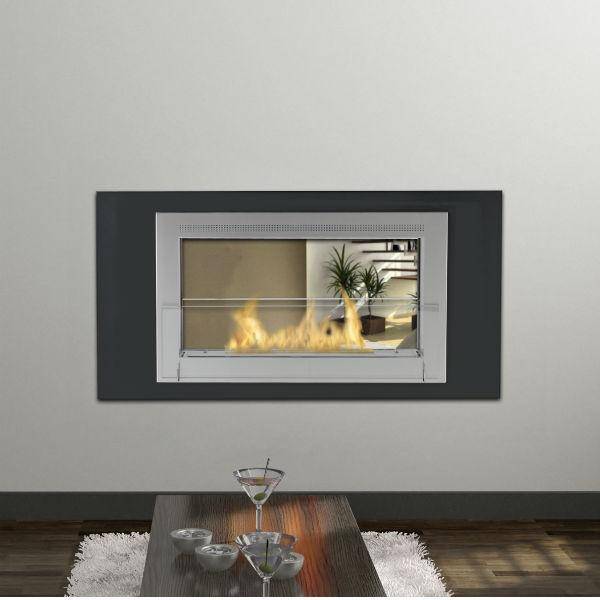 Eco-Feu Ethanol Fireplaces Eco-Feu Montreal 41" Matte Black 2-Sided Ventless Ethanol Fireplace w/ Molding WS-00166