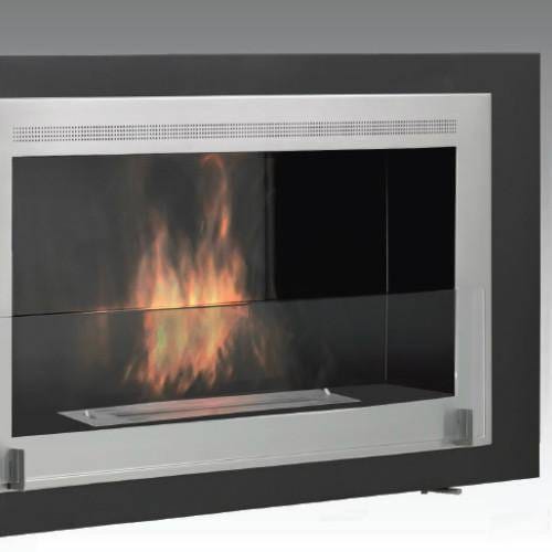 Eco-Feu Ethanol Fireplaces Matte Black w/ Stainless Molding Eco-Feu Montreal 41" Matte Black Wall Ethanol Fireplace with Black Molding WU-00170