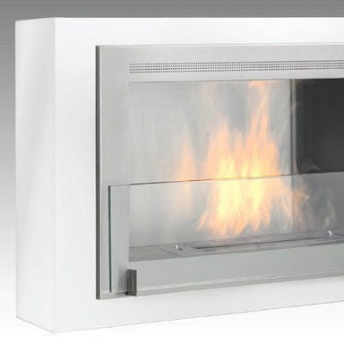 Eco-Feu Ethanol Fireplaces Gloss White w/ Stainless Interior Eco-Feu Montreal 41" Matte Black Wall Ethanol Fireplace with Black Molding WU-00170