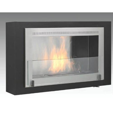 Eco-Feu Ethanol Fireplaces Matte Black w/ Stainless Interior Eco-Feu Montreal 41" Matte Black Wall Ethanol Fireplace with Black Molding WU-00170