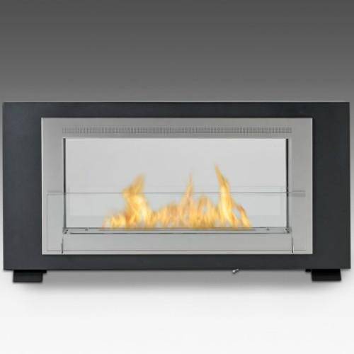 Eco-Feu Ethanol Fireplaces Eco-Feu Santa Cruz 63" Black 2-Sided Ventless Ethanol Fireplace w/ Spout WS-00079