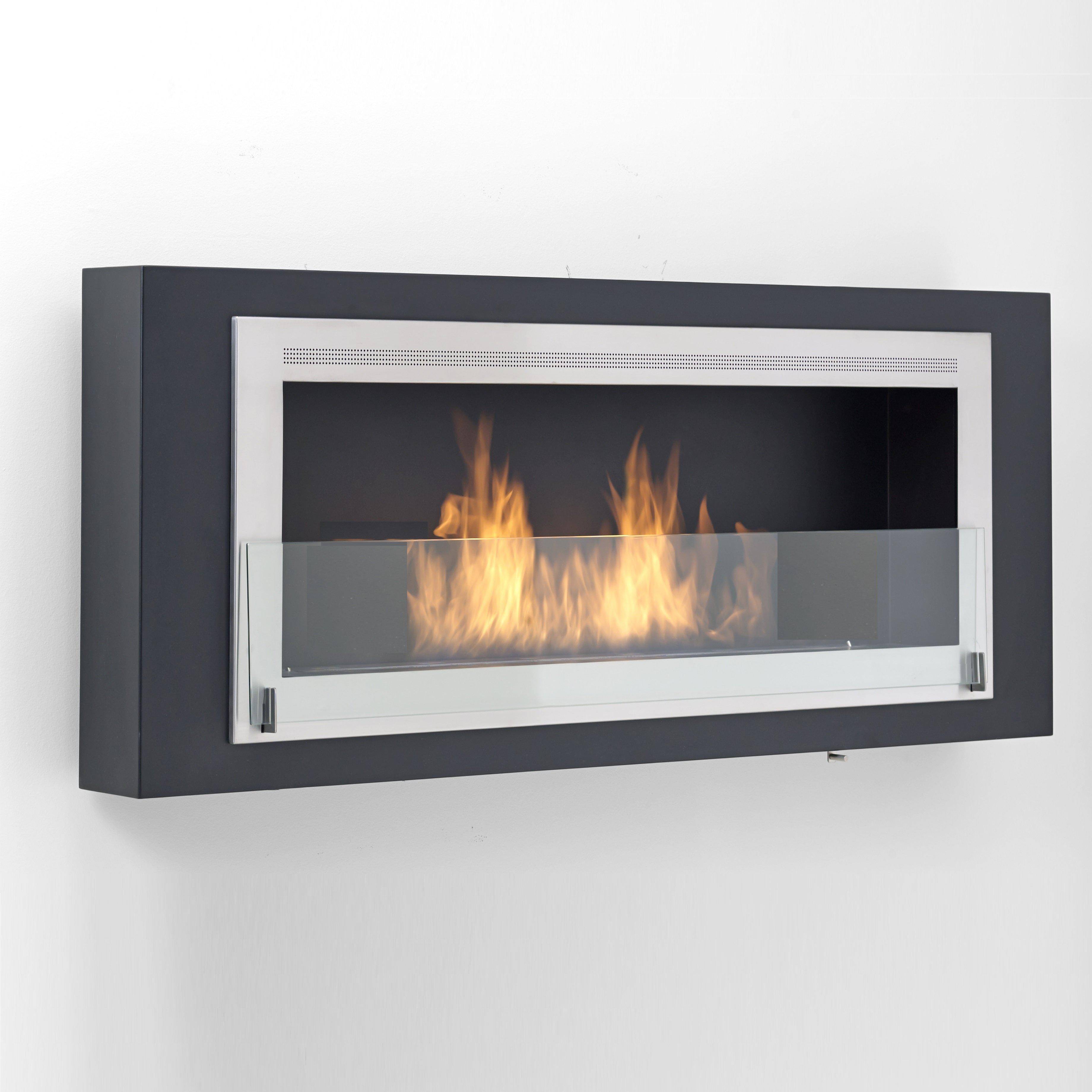 Eco-Feu Ethanol Fireplaces Eco-Feu Santa Lucia 54" Black Wall Ethanol Fireplace w/ Black Molding WU-00182