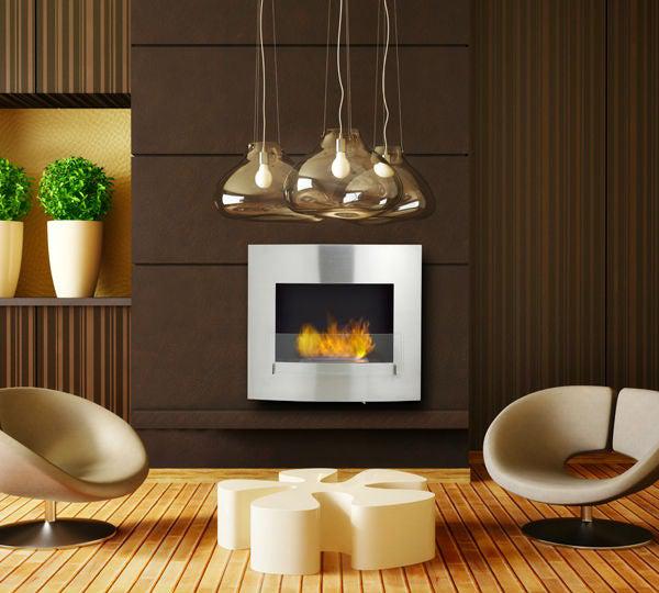 Eco-Feu Ethanol Fireplaces Eco-Feu Wynn 35" Stainless Wall Mounted Ethanol Fireplace w/ Spout WU-00072