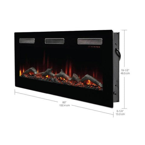 Image of Dimplex Sierra 60" Black Wall/Built-In Linear Electric Fireplace-Modern Ethanol Fireplaces