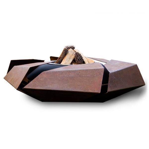 GlammFire Ethanol Fireplaces Firewood or Charcoal / Corten varnished steel GlammFire Stravaganza Outdoor Fire Pit - 19 inch