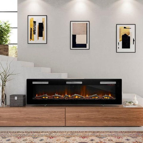 Image of Dimplex Sierra 72" Black Wall/Built-In Linear Electric Fireplace-Modern Ethanol Fireplaces