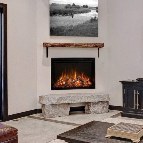 Image of Modern Flames RedStone Series 54" Black Built-In Flush Mount Conventional Electric Fireplace