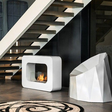 Image of Bio-Blaze Orlando BB-OW 39" White Ventless Freestanding Ethanol Fireplace-Modern Ethanol Fireplaces