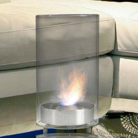 Image of Eco-Feu Romeo 9" Stainless Steel Tabletop Ethanol Fireplace with Fuel TT-00102-Modern Ethanol Fireplaces