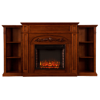 SEI Furniture Electric Fireplaces SEI Furniture Chantilly 72" Autumn Oak Electric Bookcases Fireplace