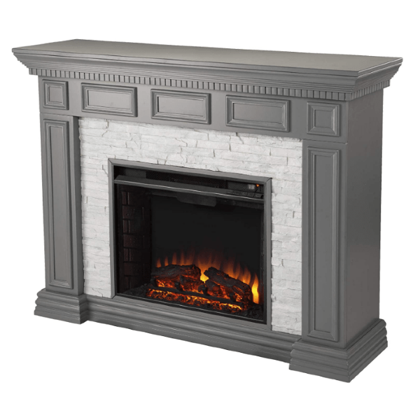 SEI Furniture Electric Fireplaces SEI Furniture Dakesbury 50" Gray Faux Stacked Stone Freestanding Electric Fireplace