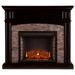 SEI FURNITURE Electric Fireplaces SEI FURNITURE Grantham 45" Ebony Faux Stone Corner Electric Media Fireplace