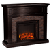 SEI FURNITURE Electric Fireplaces SEI FURNITURE Grantham 45" Ebony Faux Stone Corner Electric Media Fireplace
