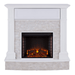 SEI Furniture Electric Fireplaces SEI Furniture Jacksdale 48" White Faux Stone Accent Electric Hidden Media Shelf Fireplace