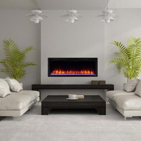 Image of SimpliFire Allusion Platinum 72" Black Wall Mounted Electric Fireplace-Modern Ethanol Fireplaces