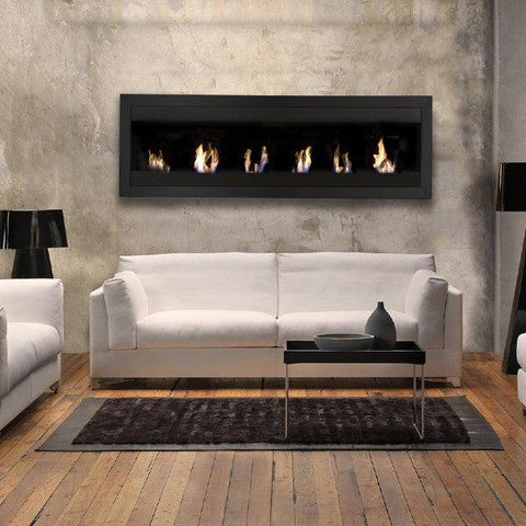 Image of Bio-Blaze Square XL I BB-SQXL1B 59" Black Wall Mounted Ethanol Fireplace-Modern Ethanol Fireplaces