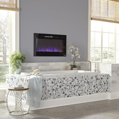 Touchstone Sideline 36 80014 36" Black Recessed Electric Fireplace-Modern Ethanol Fireplaces