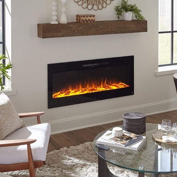 Touchstone Electric Fireplaces Touchstone Sideline 50" Black Recessed Electric Fireplace with log set