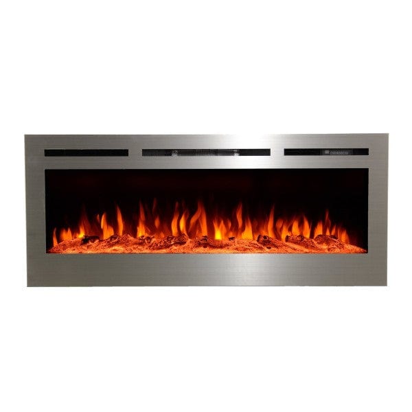 Touchstone Electric Fireplaces Touchstone Sideline 50 Stainless Steel 86273 50" Black Recessed Electric Fireplace