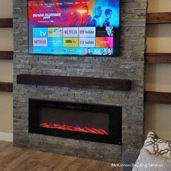 Touchstone Electric Fireplaces Touchstone Sideline 60" Black Recessed Electric Fireplace with Log Set