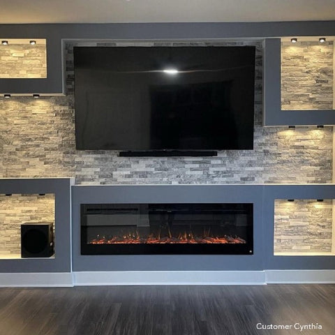 Image of Touchstone Sideline 80015 72" Black Recessed Electric Fireplace-Modern Ethanol Fireplaces