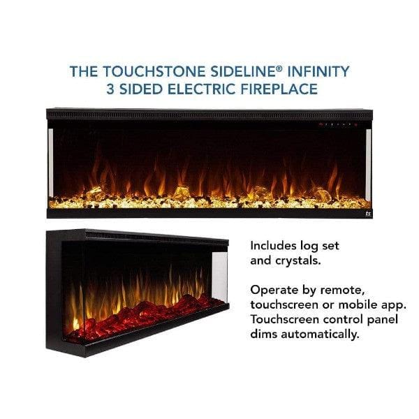 Touchstone Electric Fireplaces Touchstone Sideline Infinity 3 Sided 60" Black WiFi Enabled Recessed Electric Fireplace