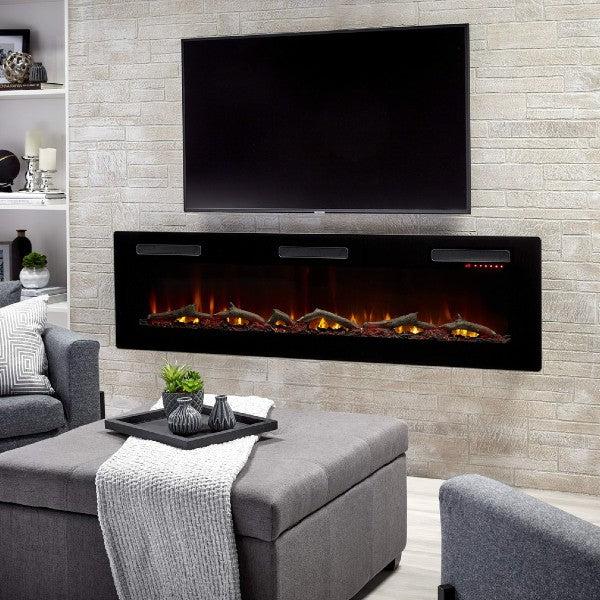 Dimplex Sierra 72" Black Wall/Built-In Linear Electric Fireplace-Modern Ethanol Fireplaces