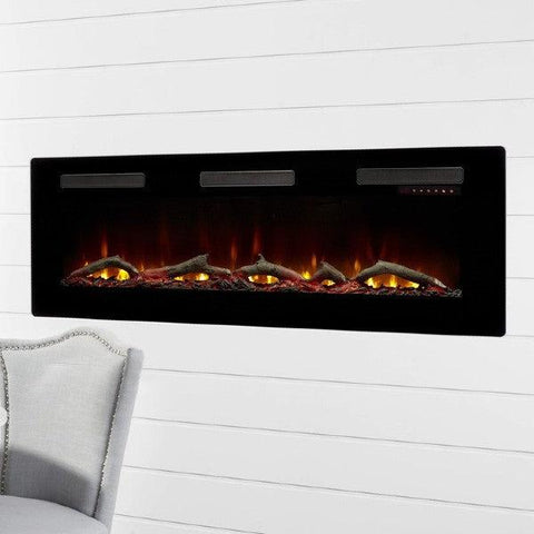 Image of Dimplex Sierra 60" Black Wall/Built-In Linear Electric Fireplace-Modern Ethanol Fireplaces