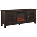 Walker Edison Electric Fireplaces Walker Edison 58" Traditional Brown Rustic Wood and Glass Electric Fireplace TV Stand