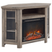 Walker Edison Electric Fireplaces Walker Edison Alcott Classic 48" Grey Wash Glass Door Electric Fireplace Corner TV Stand