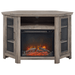 Walker Edison Electric Fireplaces Walker Edison Alcott Classic 48" Grey Wash Glass Door Electric Fireplace Corner TV Stand