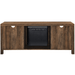 Walker Edison Electric Fireplaces Walker Edison Farmhouse 58" Rustic Oak Barn Door Wood and Glass Fireplace TV Stand